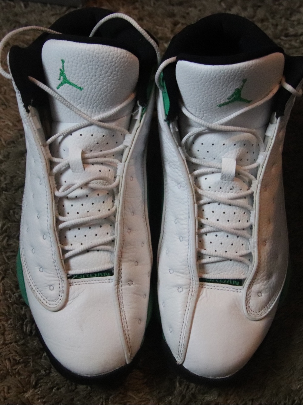 Jordan Men’s White and Green Low-Top Basketball Sneakers